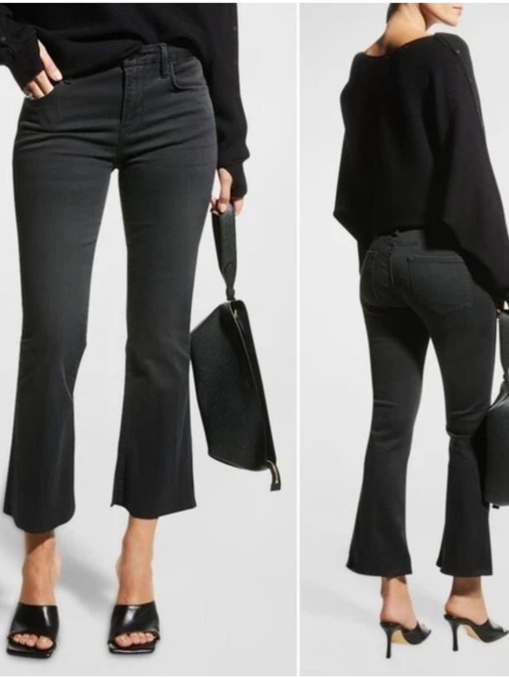 Frame Le Crop Mid-Rise Bootcut Jeans Size 29 Black